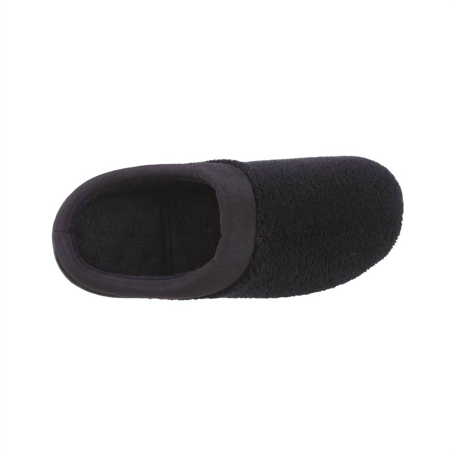Женские тапочки-клоги Microterry Pillowstep с атласными манжетами в черном цвете Isotoner — фото 3