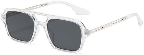 

Ретро-солнцезащитные очки с двойной перемычкой для женщин, модные градиентные очки, трендовые очки с ажурным леопардовым принтом синего цвета для мужчин MTZJH, Clear Grey