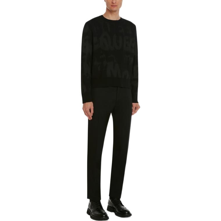 Джемпер с жаккардовым узором Alexander McQueen, черный — фото 4