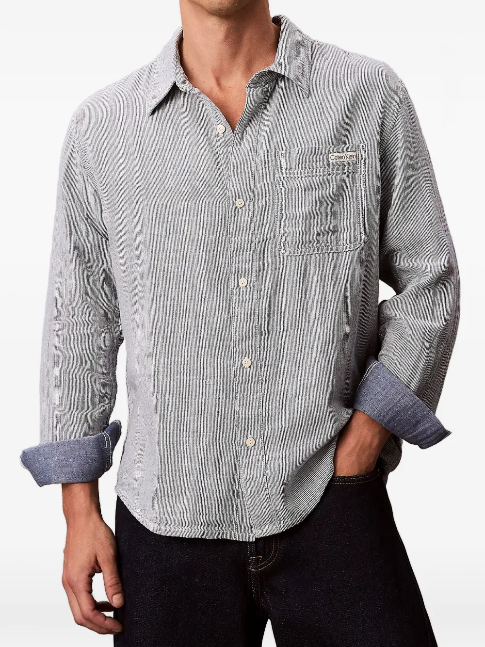 

Полосатая рубашка Calvin Klein, синий