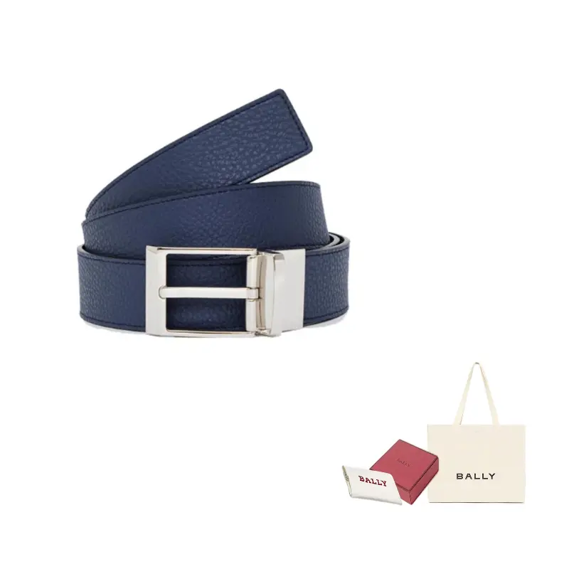 

BALLY Кожаный ремень мужской темно-синий шириной 3,5 см, Dark Blue