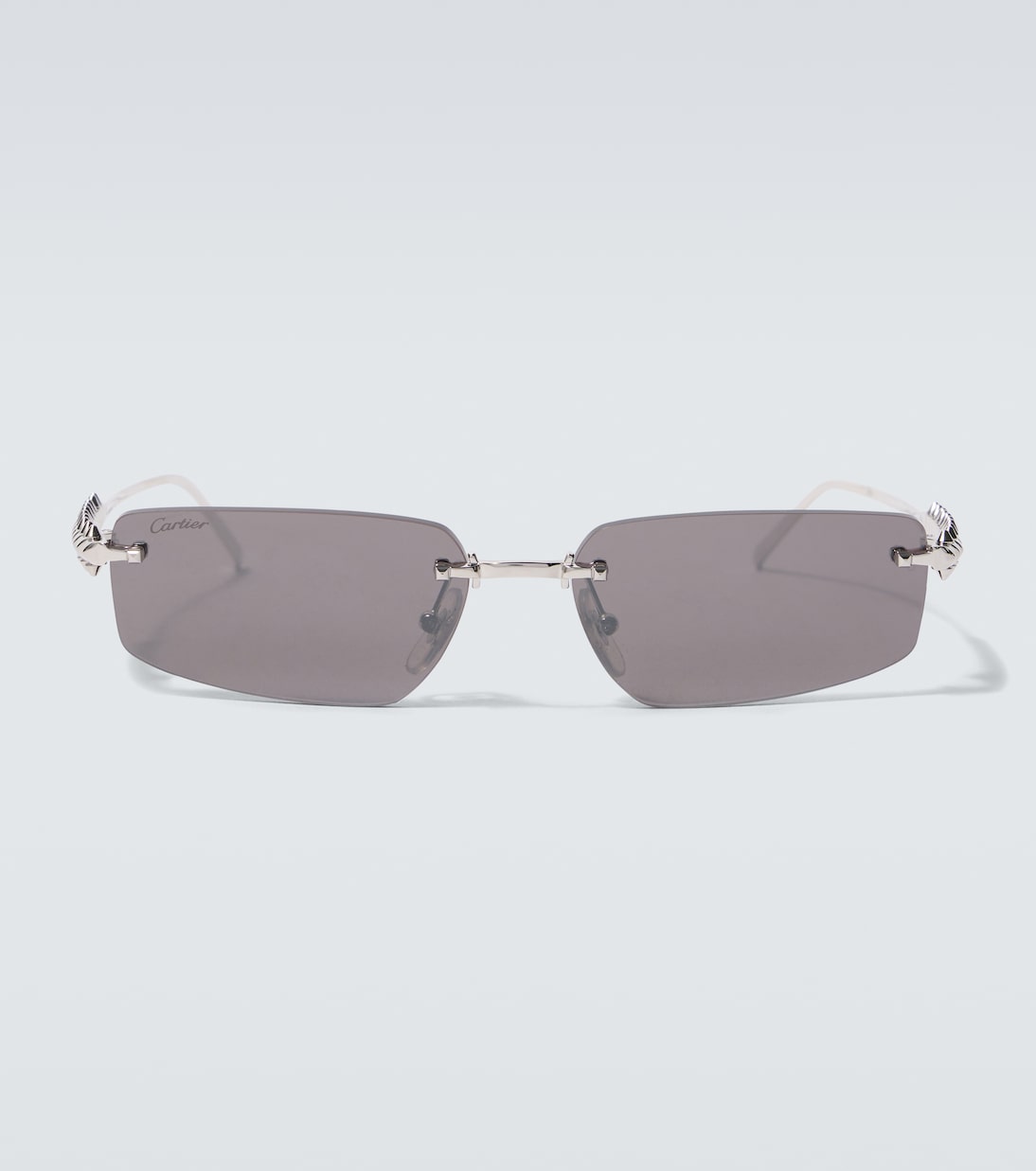 

Прямоугольные солнцезащитные очки Clash De Cartier Cartier Eyewear Collection, Silver-Silver-Silver