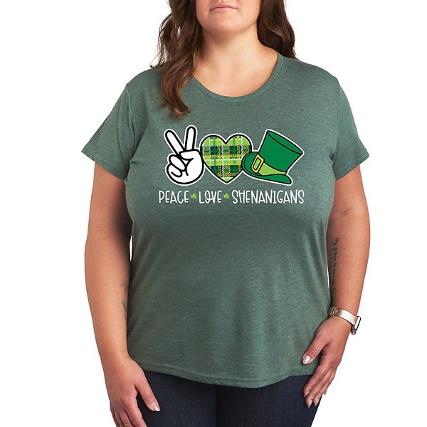 

Футболка с принтом Plus peace love shenanigans Licensed Character, Heather Juniper