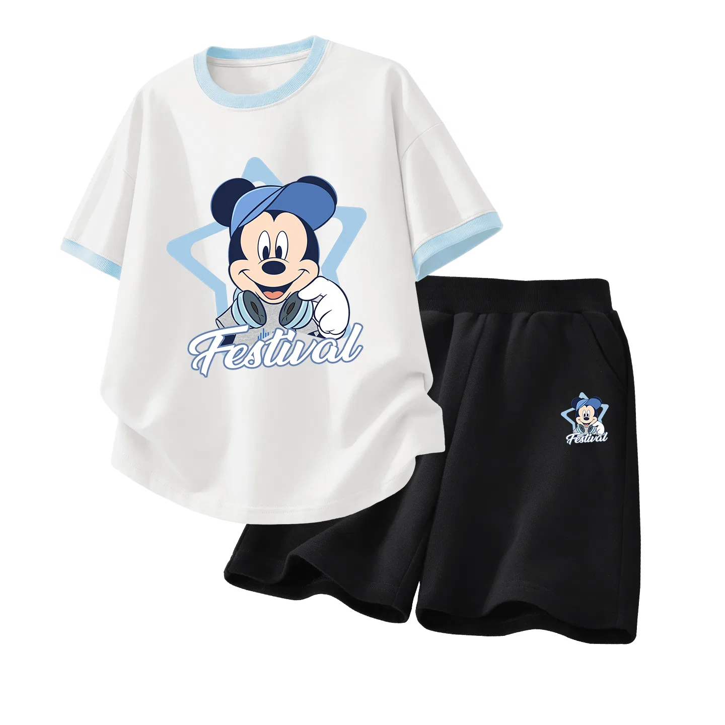 Детский спортивный костюм Casual Sportswear 2 Piece Set Disney, Di Dan Yan Flower Cream Blue+Di Li Qiao Pi Ni K Black — фото 4