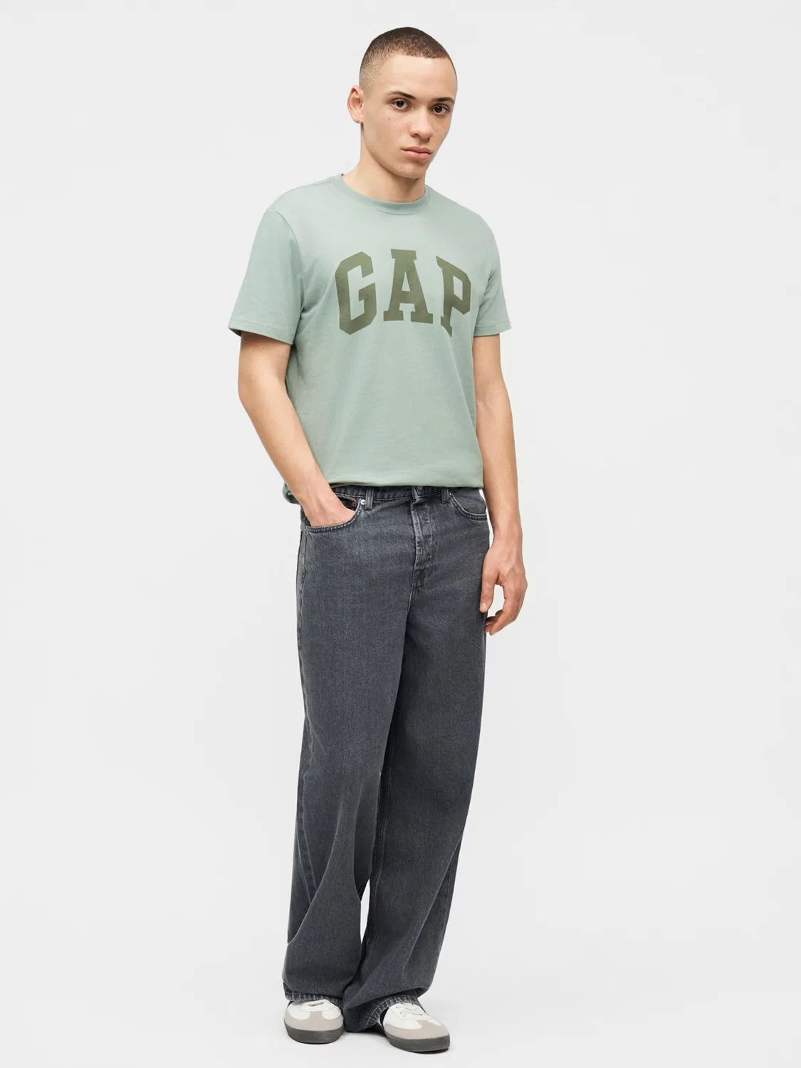 Рубашка Gap EVERYDAY зеленого и пастельно-зеленого цвета — фото 4