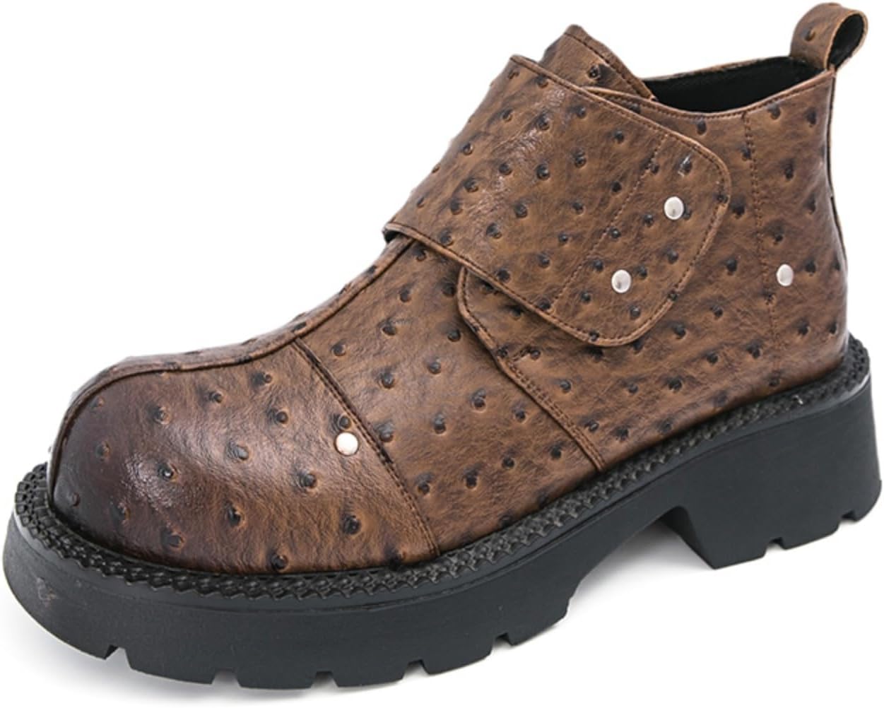 

Мужские высокие ботинки Челси на платформе с эластичной кожей, без шнурков, с массивным каблуком, ретро с круглым носком, протекторной подошвой, противоскользящие, повседневные для работы, прогулок и походов на открытом воздухе Qwuieoin, коричне...