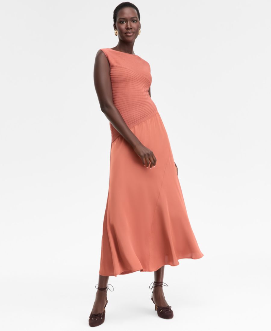 

Женское платье-свитер из комбинированных материалов, эксклюзивно для Macy's INC International Concepts, Copper Brown