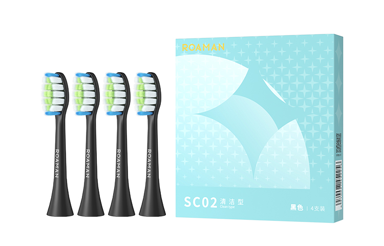 Сменные насадки для зубной щетки ROAMAN, SC02 Cleaning Type, черный 8 Pcs Set — фото 4