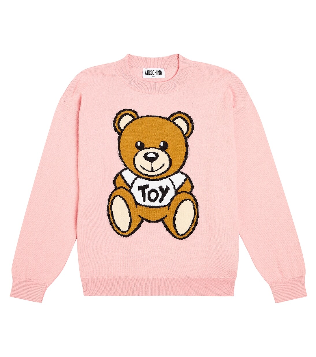 

Свитер teddy bear из хлопка и шерсти Moschino Kids, розовый
