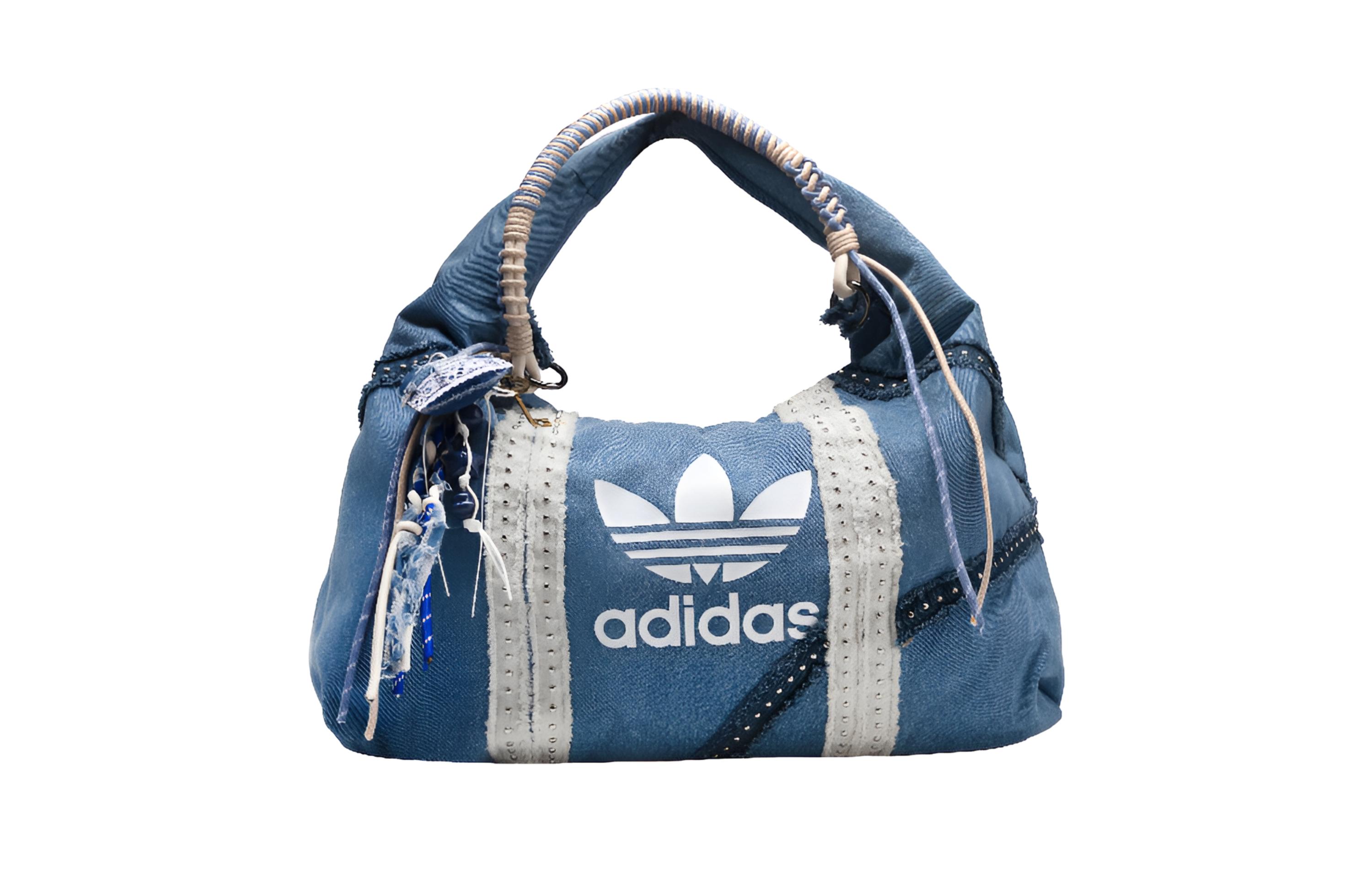 

Adidas Originals Хлопковая сумка-иллюзия в стиле пэчворк унисекс синего цвета, Denim Blue