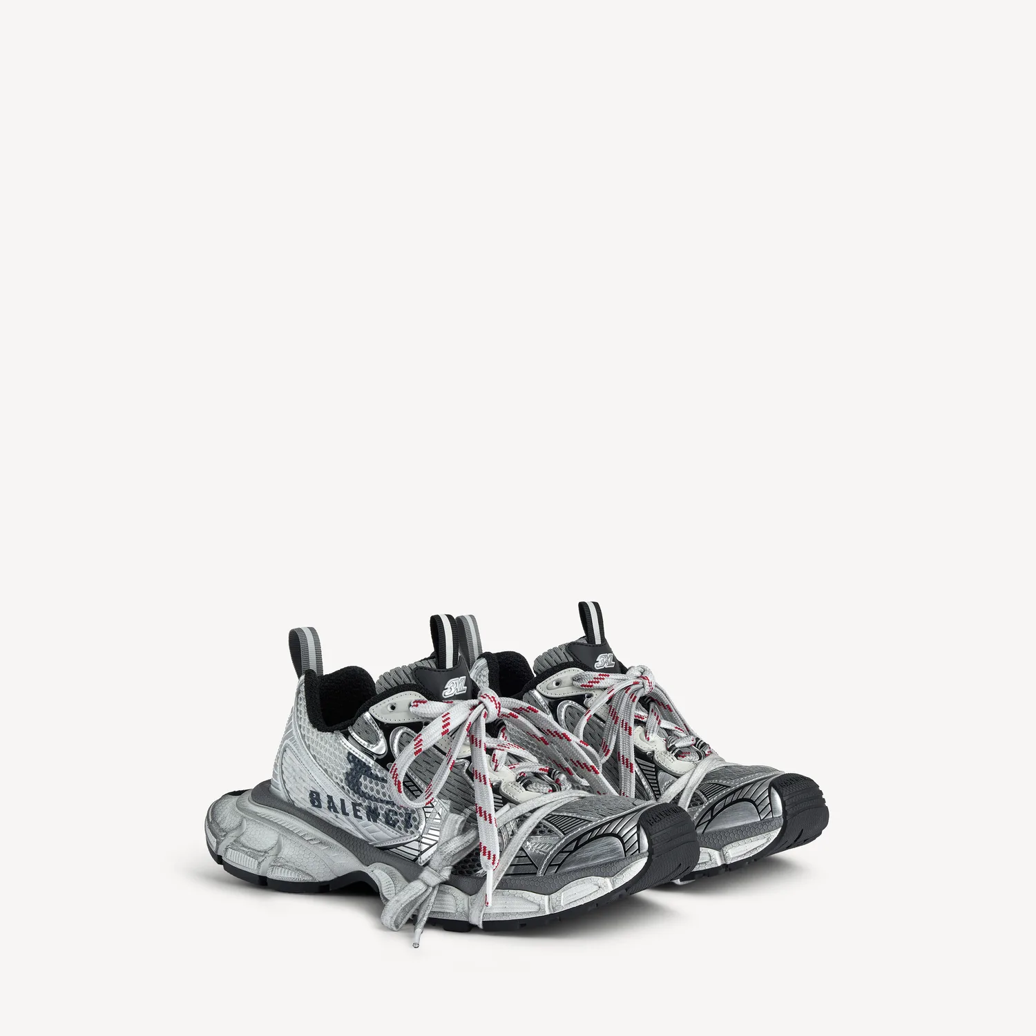BALENCIAGA Мужские кроссовки 3xl Split Logo в белом/темно-синем/сером цвете — фото 2
