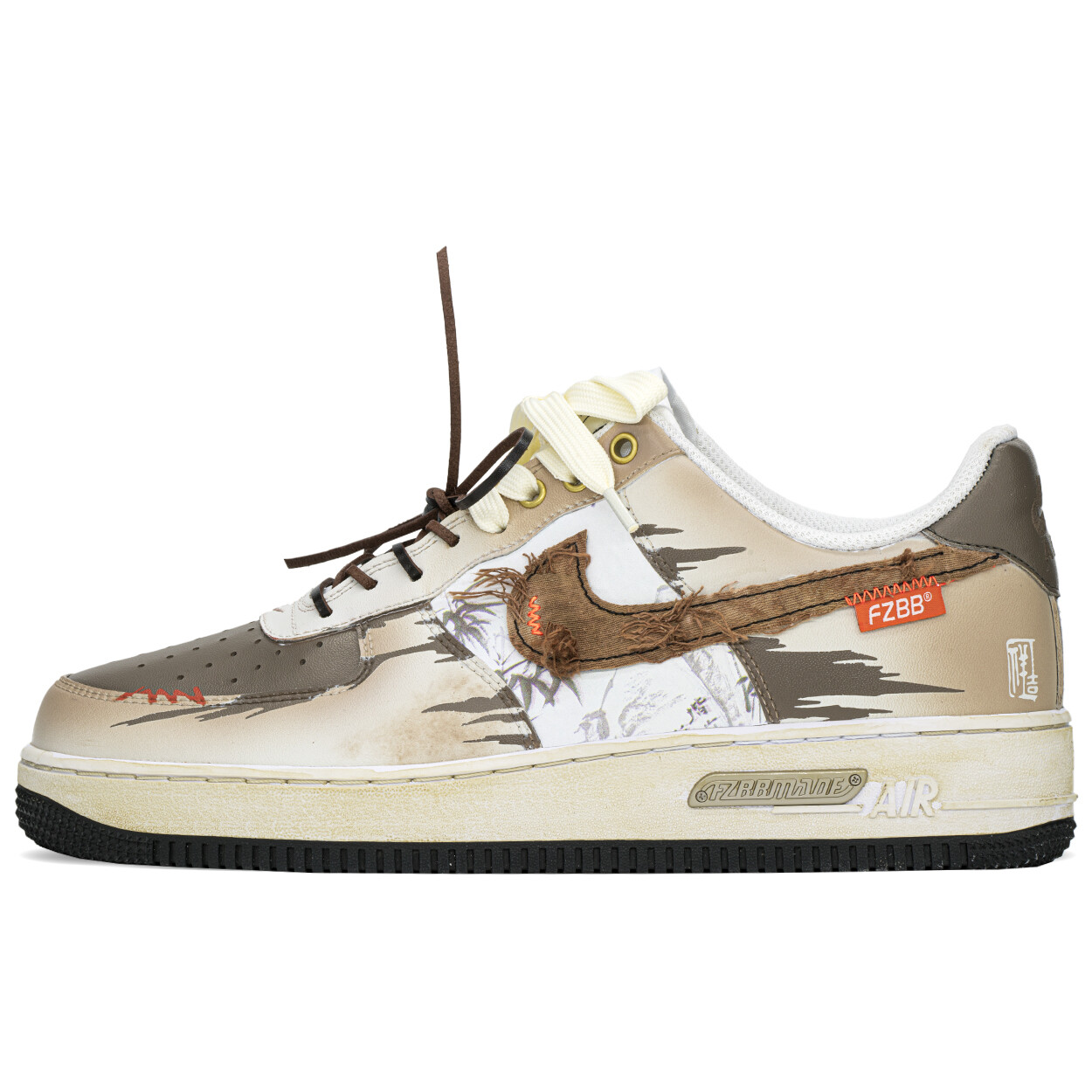 

Кроссовки Nike Air Force 1 Skateboarding Shoes Men Low-top White/brown/beige, коричневый