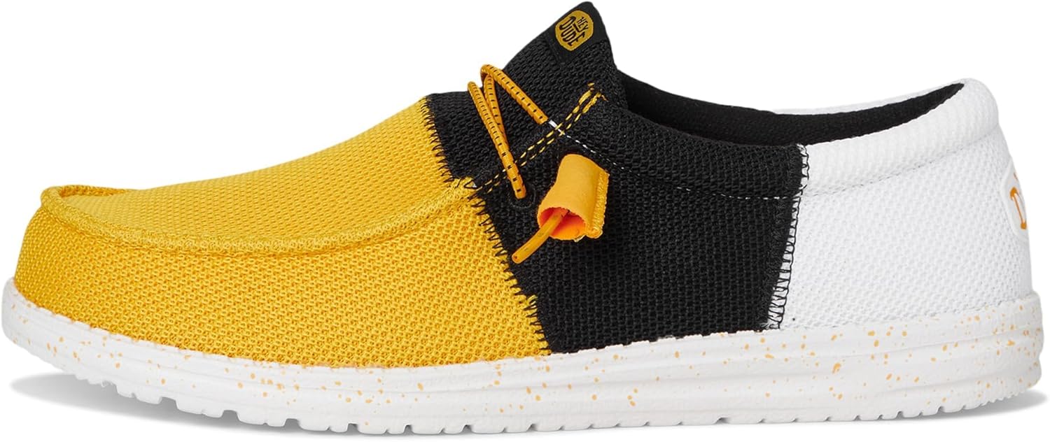 Мужские сетчатые кроссовки HEYDUDE Wally Tri Varsity, черный/желтый — фото 4