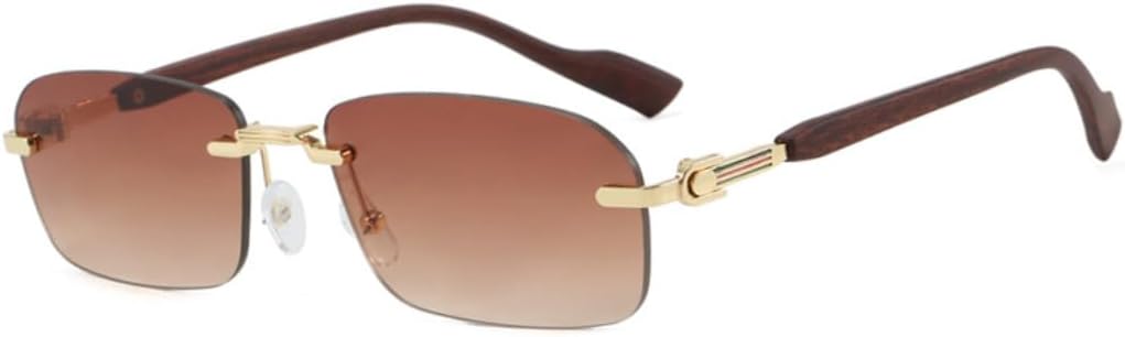 

Безободковые металлические солнцезащитные очки для женщин и мужчин, винтажные, панк, роскошные, дизайнерские, популярные солнцезащитные очки с защитой от УФ-излучения UV400 SZVVBKK, Tea Brown Leg