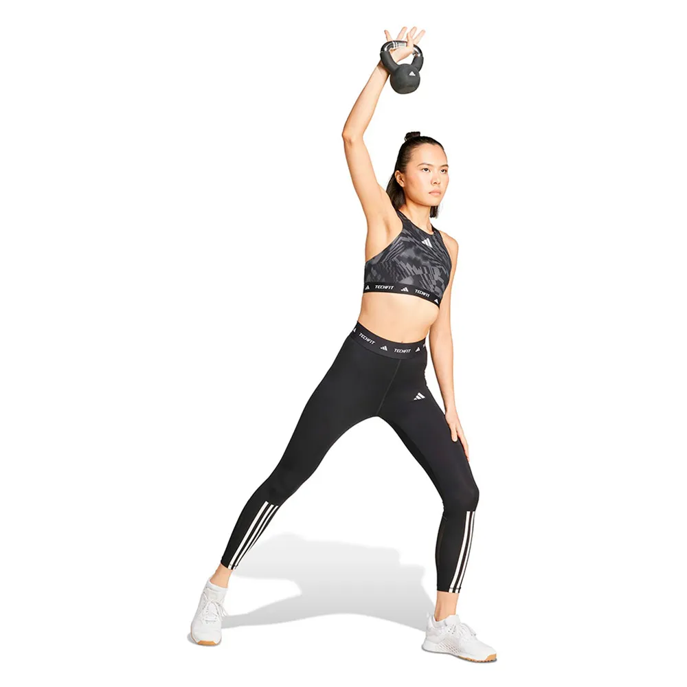 Спортивный бюстгальтер adidas Techfit High Neck Print Medium Impact Sports Bra, черный — фото 4