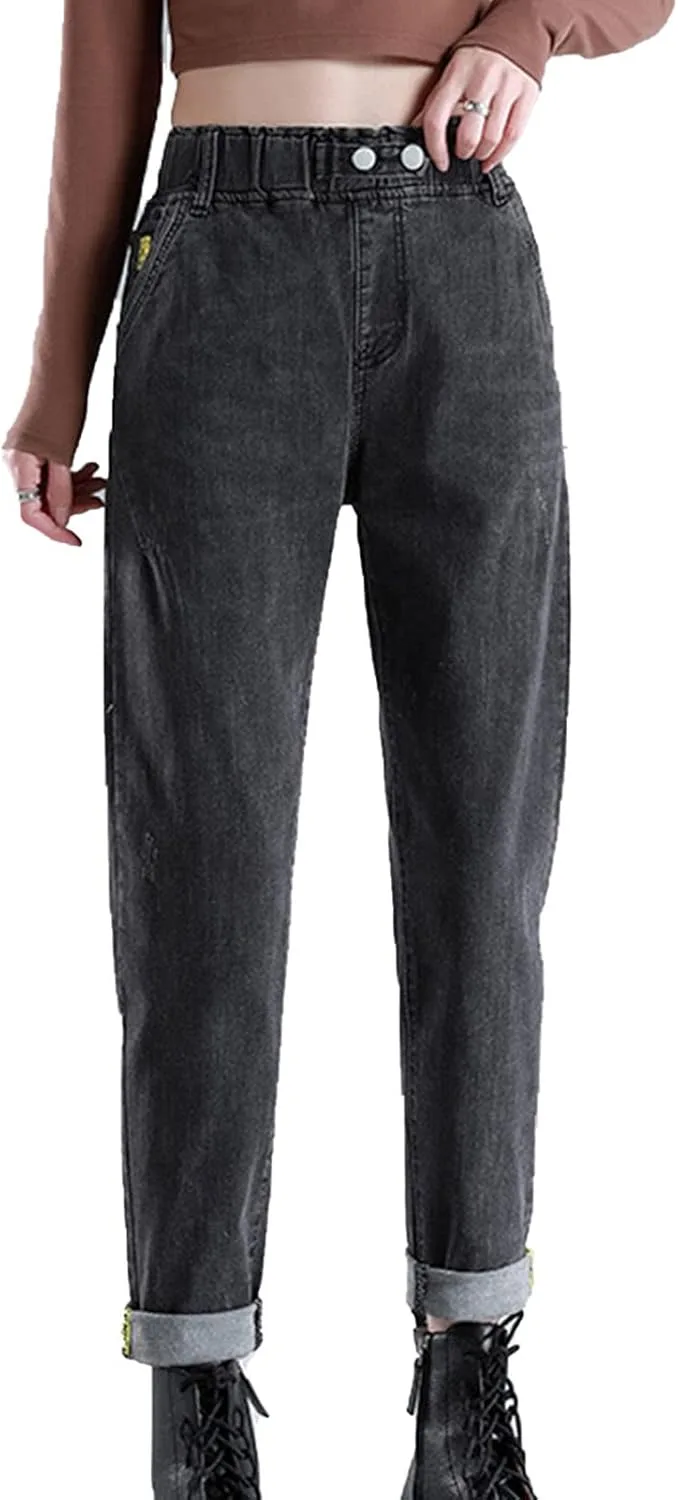 

Maiyifu-GJ женские джинсы с эластичной талией укороченные casual