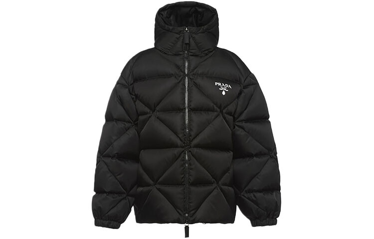 

Пуховик женский Prada с логотипом, черный