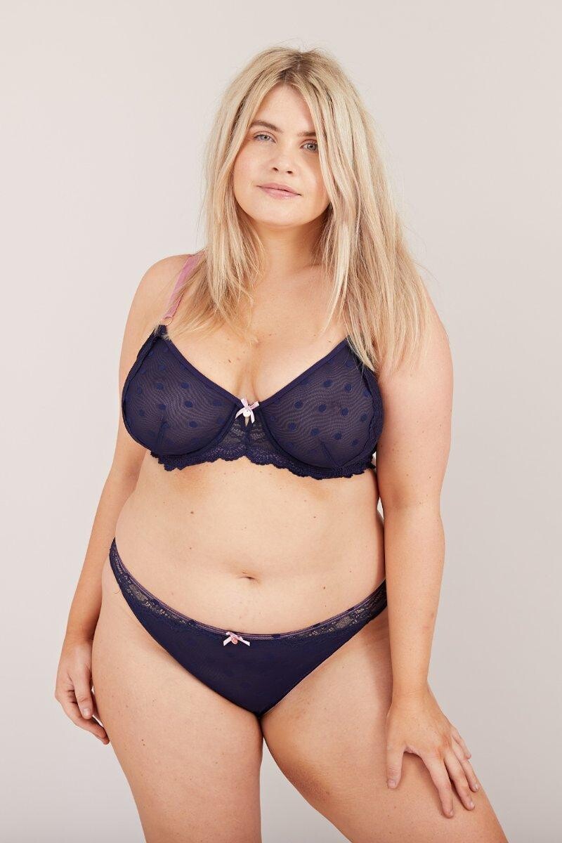 

Трусики-бикини с кружевом и пятнами Oola Oola Lingerie, темно-синий