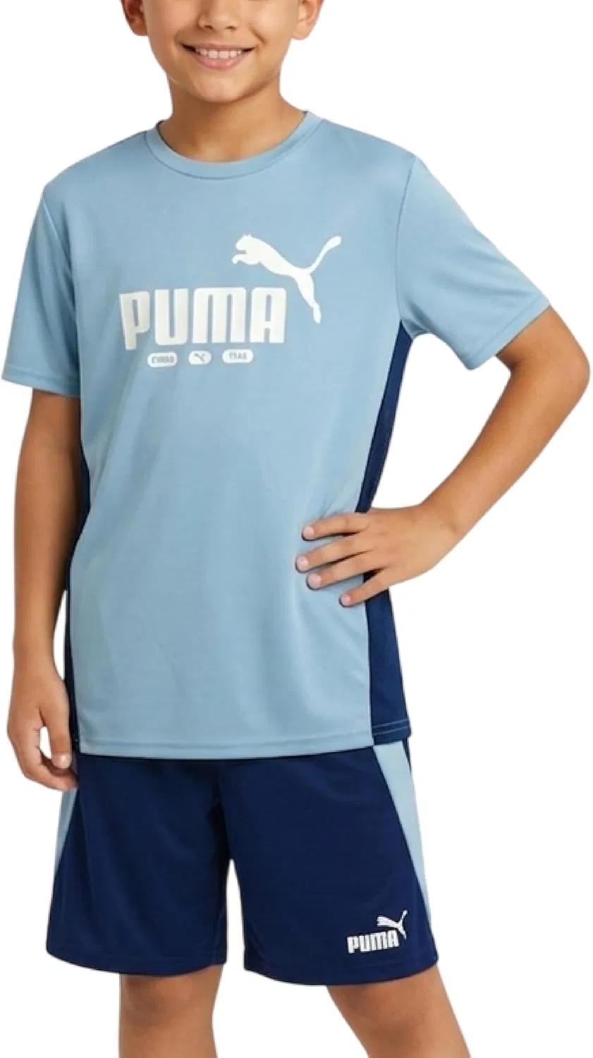Детский спортивный комплект из футболки и шорт PUMA, Mint Green/Navy