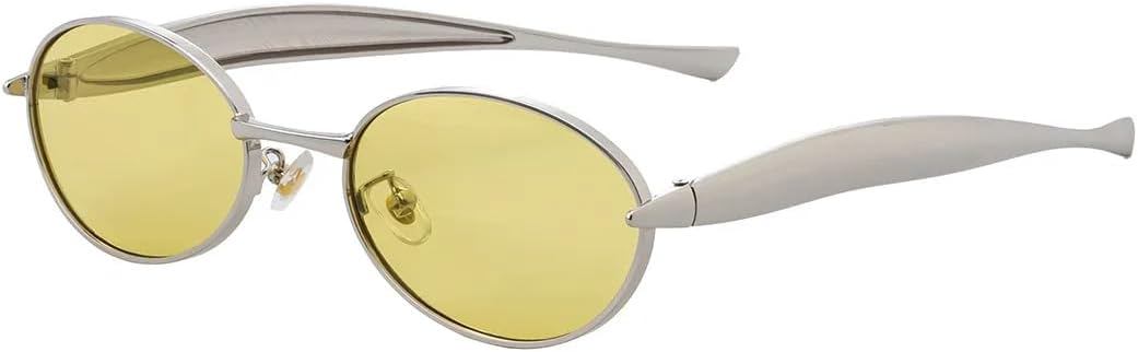 

Солнцезащитные очки с защитой UV400 | Овальная маленькая оправа в стиле панк с металлическим блеском | для женщин и мужчин, для занятий спортом на открытом воздухе и путешествий DSVIGF, C4 Yellow