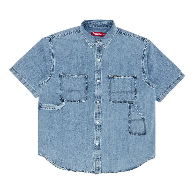 Рубашка Supreme Loose Fit Short-Sleeve Denim Painter Shirt 'Washed Indigo'