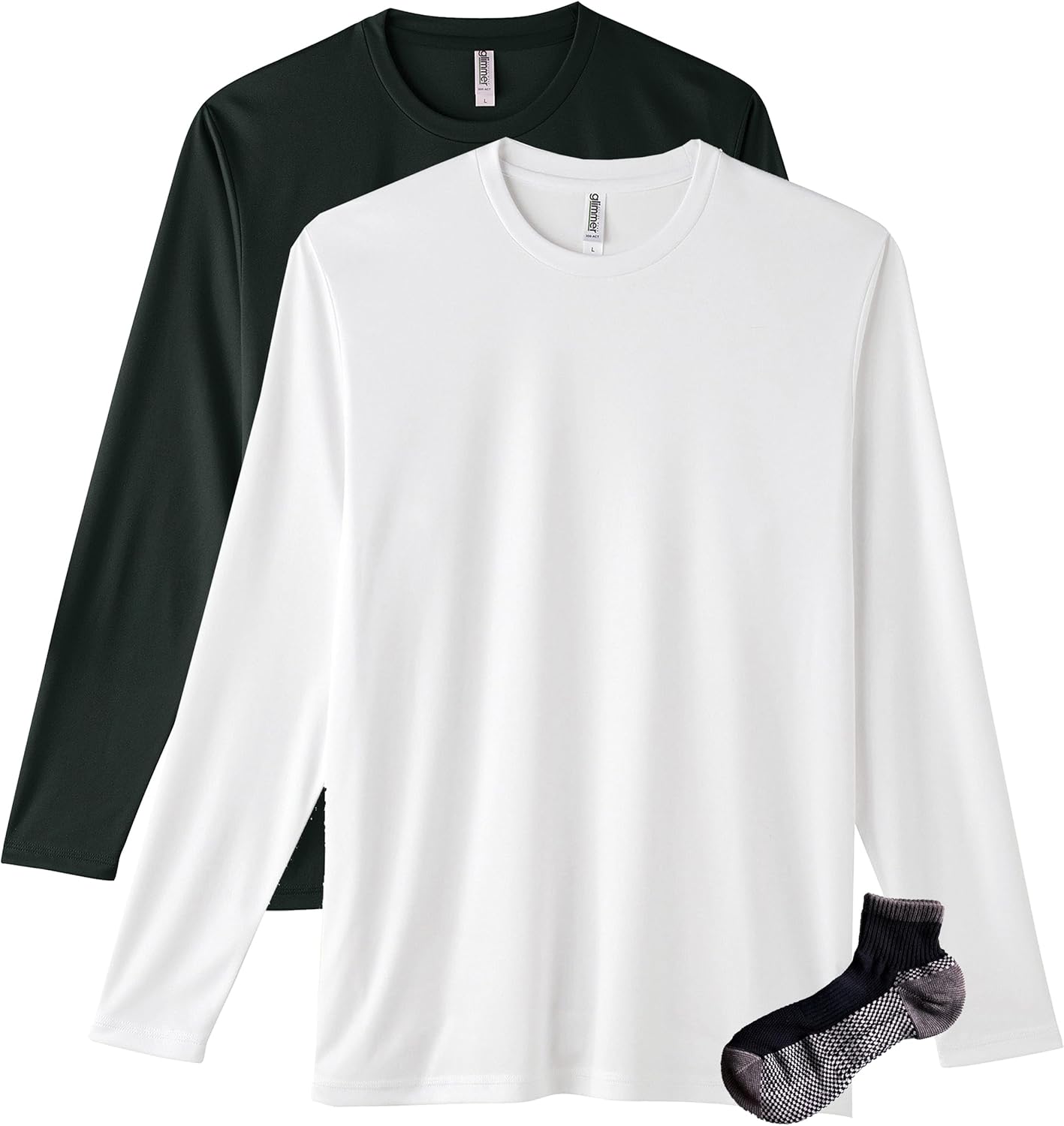 

Футболка с длинным рукавом Glimmer 00352-AIL из трикотажа Interlock Dry плотностью 3,5 унции, бело-черный