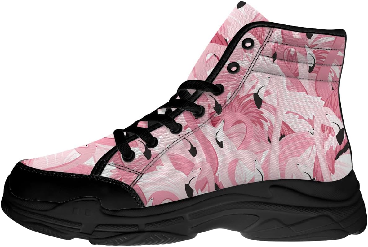 

Женские высокие кеды Flamingo с шнуровкой, розовые текстильные кеды, подарки Flamingo для нее Quorax