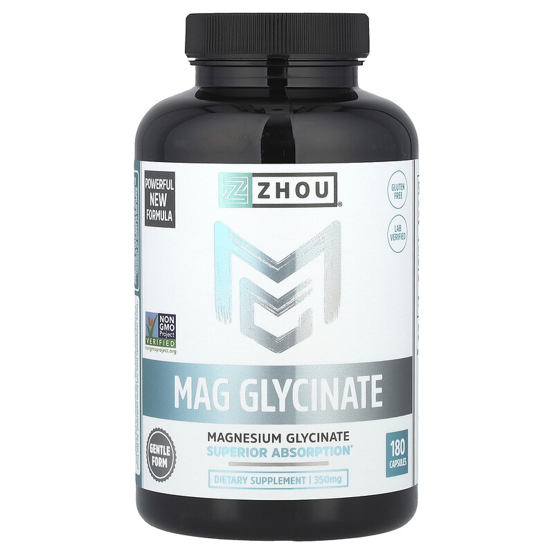 

Zhou Nutrition, Магний глицинат, 180 капсул