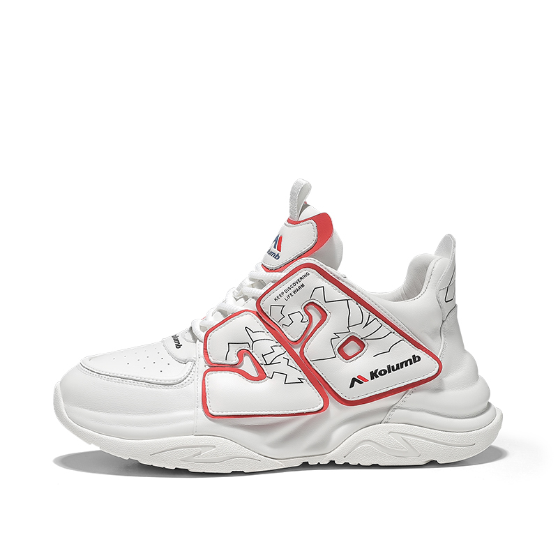 

Kolumb Колумб низкие повседневные кроссовки мужские бело-красные, цвет White Red