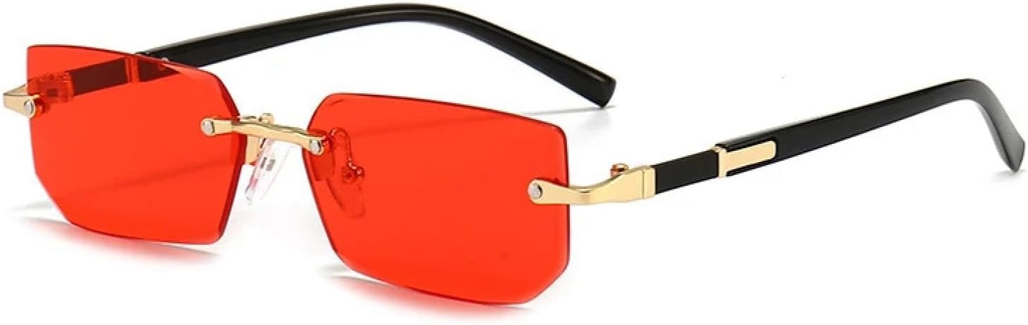 

Солнцезащитные очки без оправы для женщин, прозрачные линзы с градиентом цвета "океан", солнцезащитные очки для мужчин, металлические солнцезащитные очки DSVIGF, Clearred