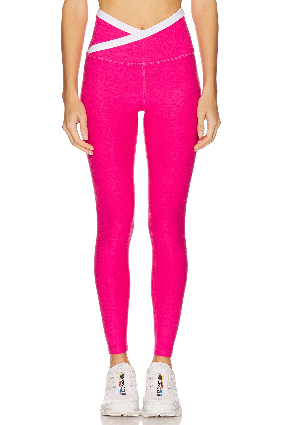 

Леггинсы высокой посадки с миди длиной Spacedye Beyond Yoga, vivid pink heather & cloud white