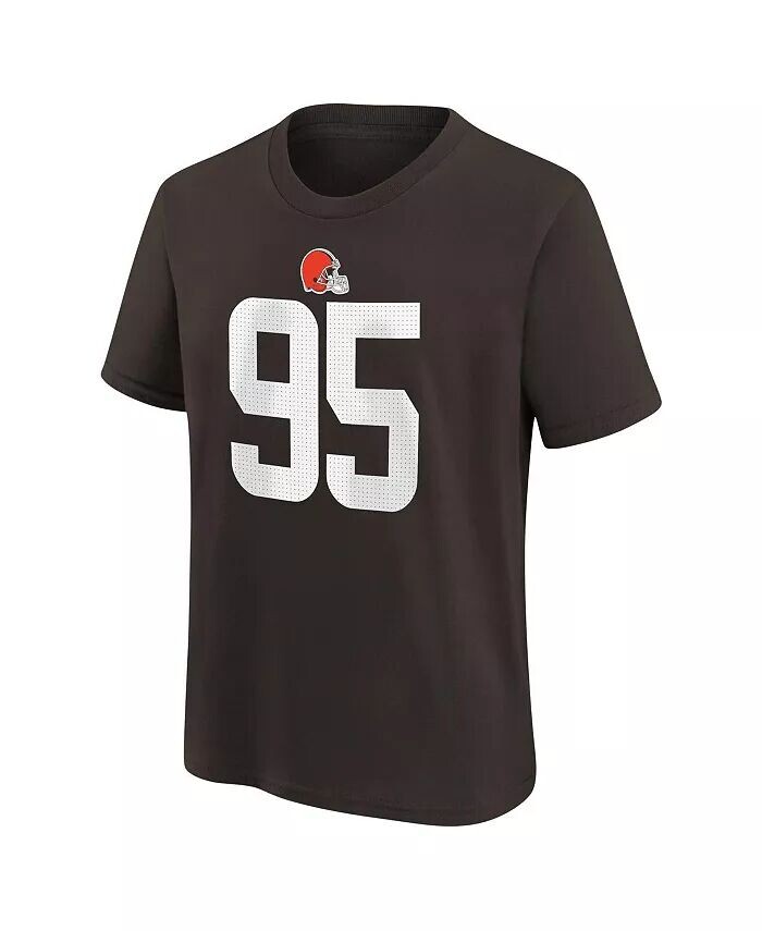 Футболка Big Boys and Girls Myles Garrett Brown Cleveland Browns с именем игрока и номером Nike, коричневый — фото 3