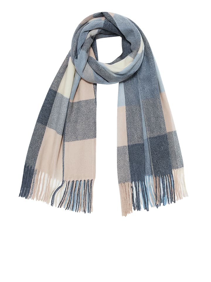 

Мягкий шарф с бахромой - модный зимний аксессуар для женщин в темно-синем цвете. Faera