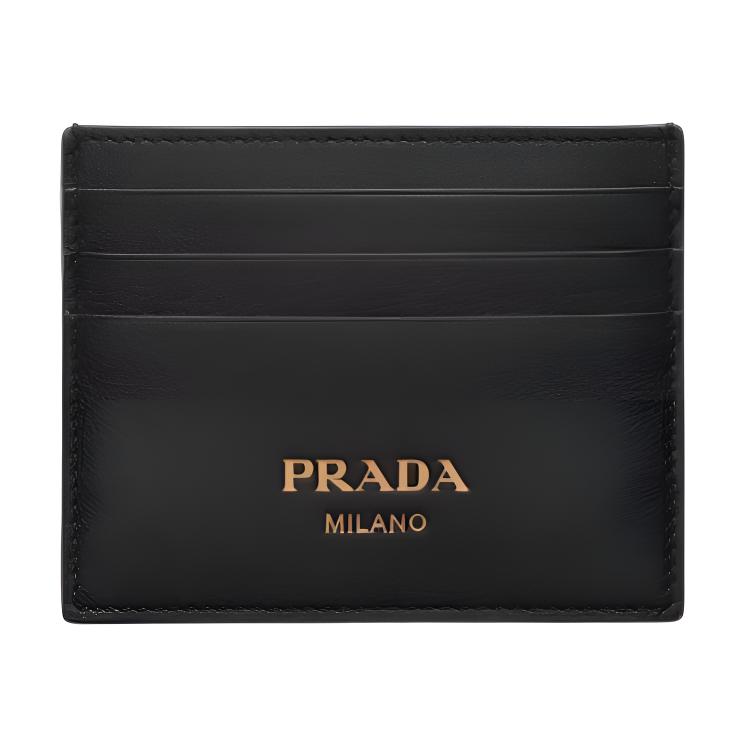 

PRADA Кожаный картхолдер для женщин, черный