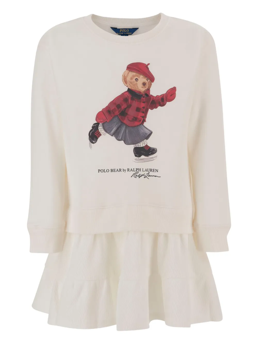 

Платье с принтом в виде медведя и отделкой из тюля POLO RALPH LAUREN KIDS, нейтральный