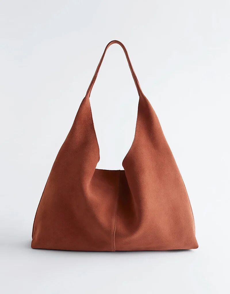 

Большая сумка-тоут из замши и кожи красного цвета «& Other Stories»