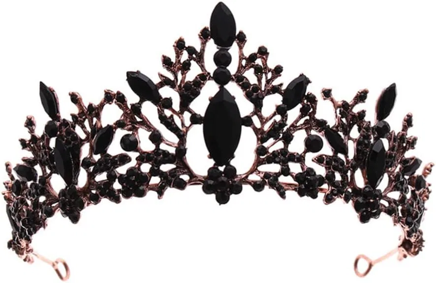 Женская тиара minkissy Baroque Black Crown, 14.5 x 7 дюймов Minkissy