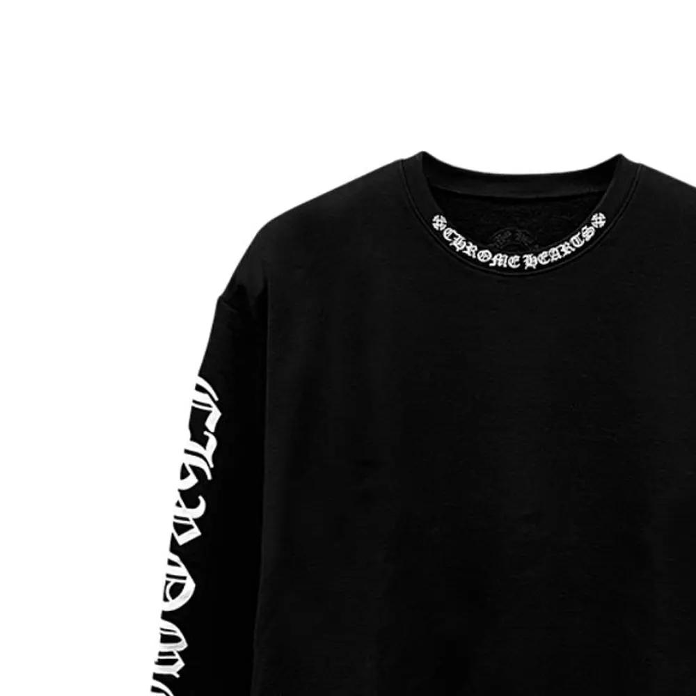 Свитшот с логотипом на шее, длинный рукав Chrome Hearts, черный — фото 3