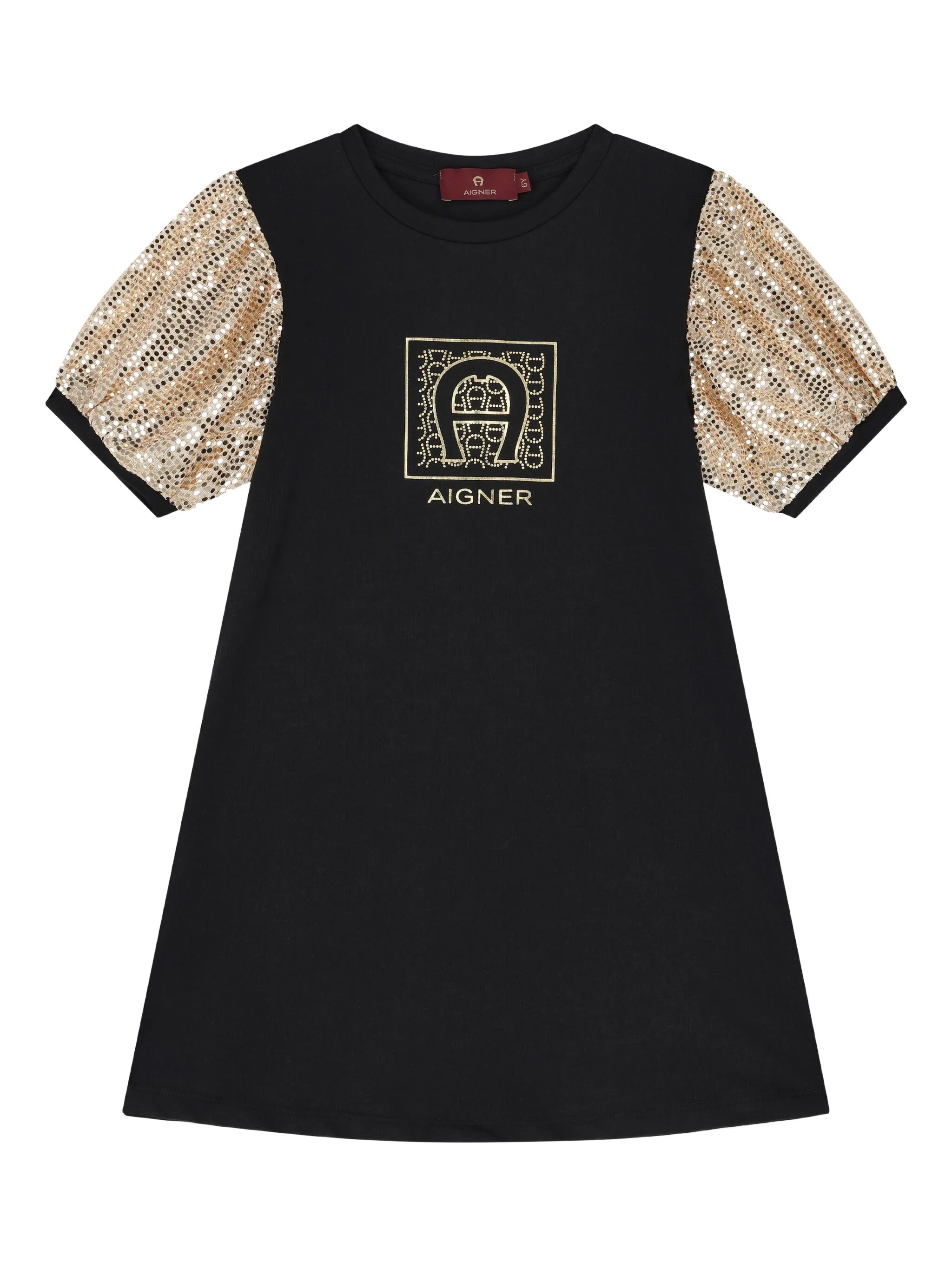 

Платье с объемным рукавами и пайетками Aigner Kids, черный