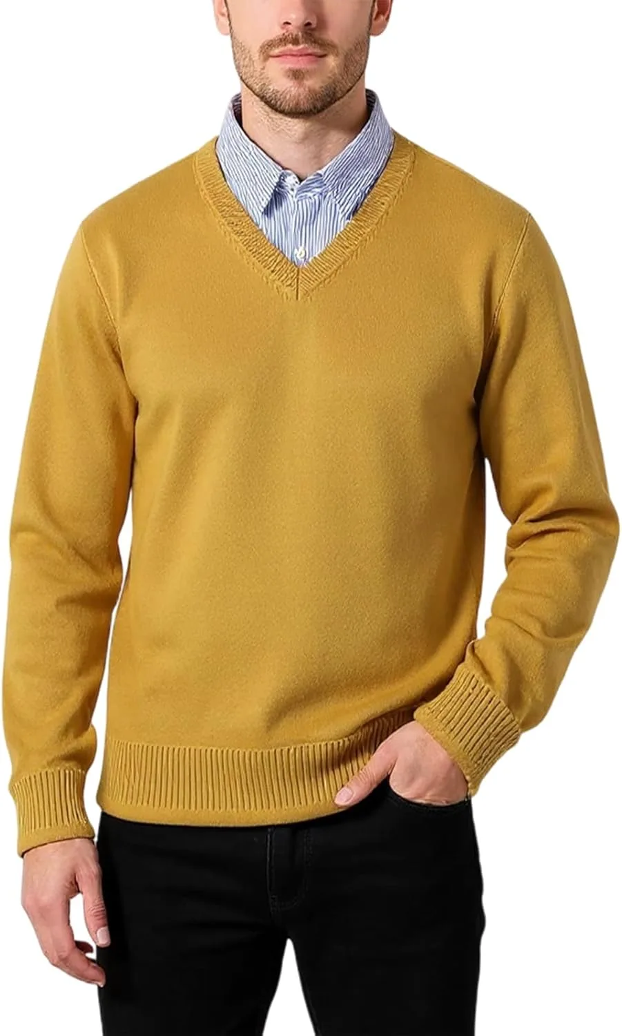 

Мужской свитер V-образным вырезом