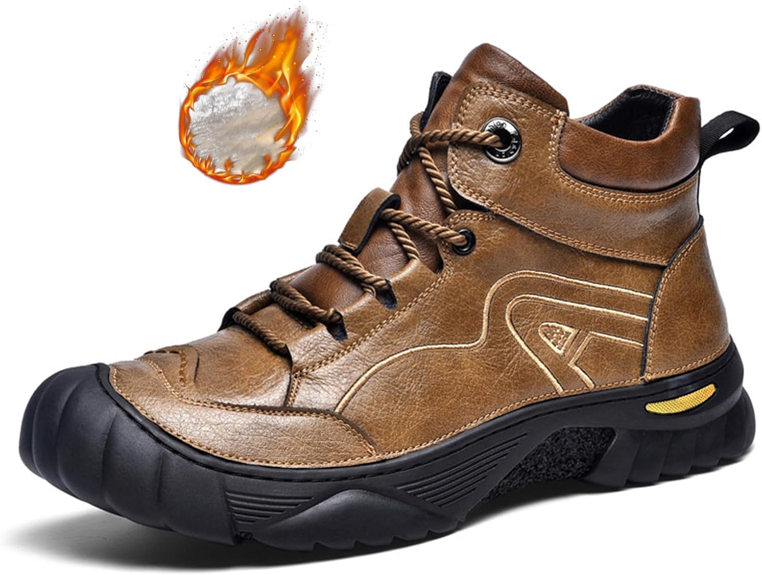 

Мужские зимние ботинки Zeberfi с утеплителем и меховой подкладкой, кожаные, для снега, повседневные, для трекинга, с противоскользящей подошвой, водонепроницаемые, на шнуровке, с круглым носком, походные, легкие, для улицы, походов и работы, кор...