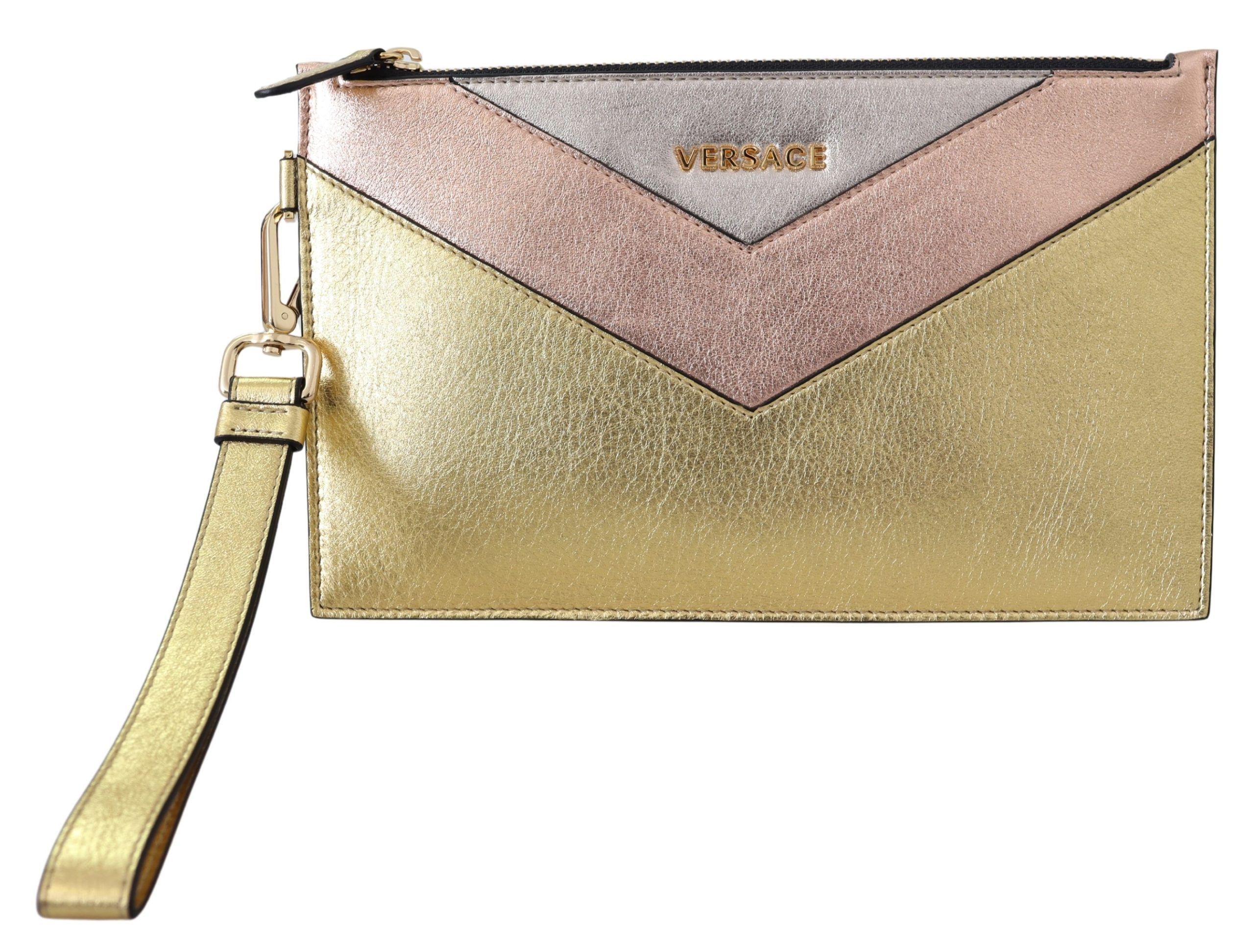 

Versace Bronze Leather Zip Small Pouch Женская сумка, бронзовый