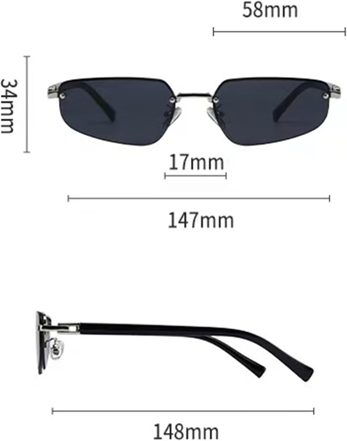 

bullabulling Ретро прямоугольные солнцезащитные очки без оправы с градиентным переходом цвета, маленькие, в стиле 90-х, модные, тонкие, узкие, прямоугольная оправа, защита от ультрафиолета UV400, Blue