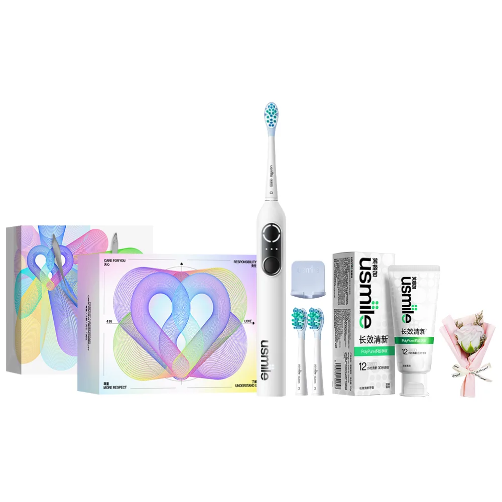 Электрическая зубная щетка P Soundwave Usmile, P10PRO Ice River White (Toothpastes 65g+Bouquet)