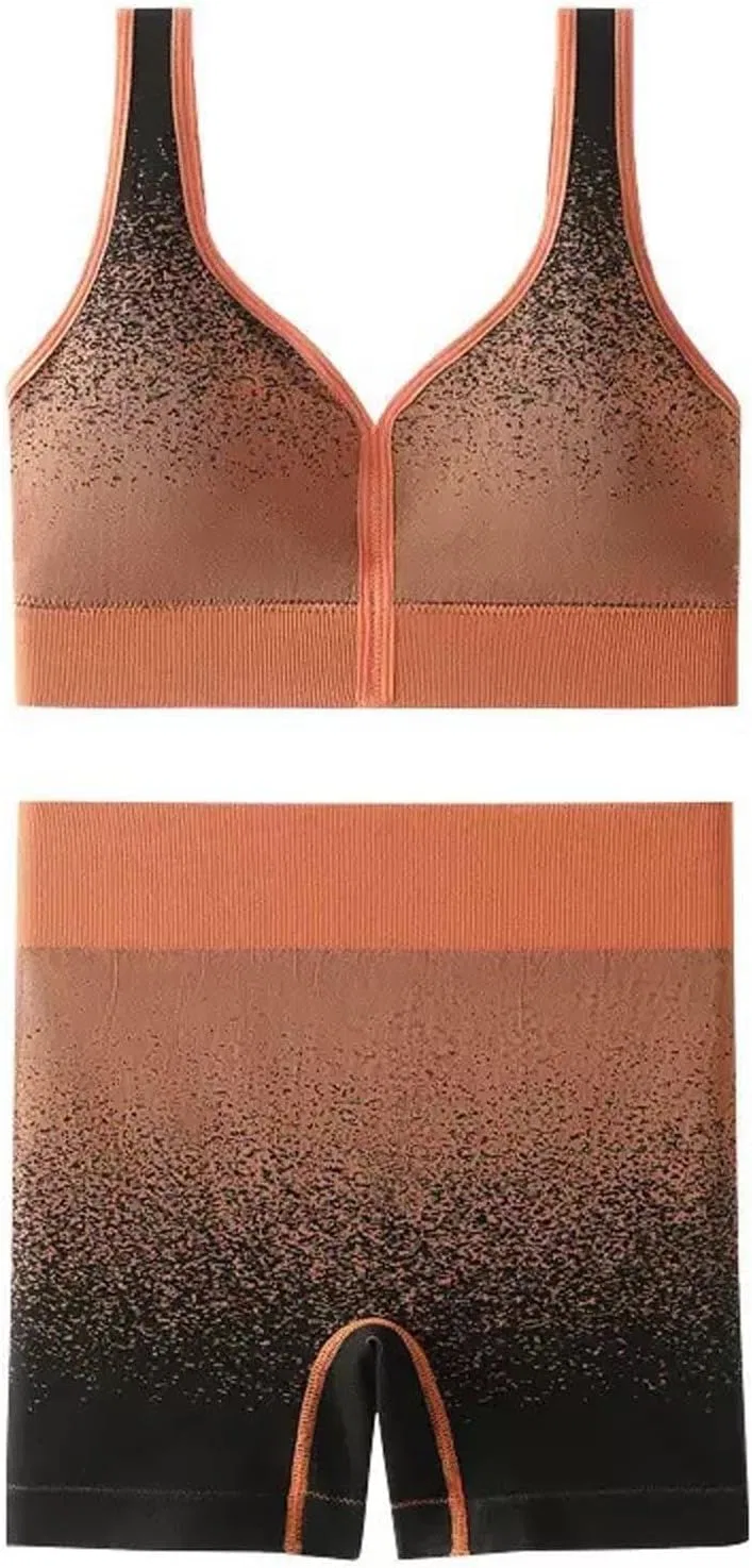 Женский спортивный комплект из топа и шорт с брендом Generic, цвет 03_orange