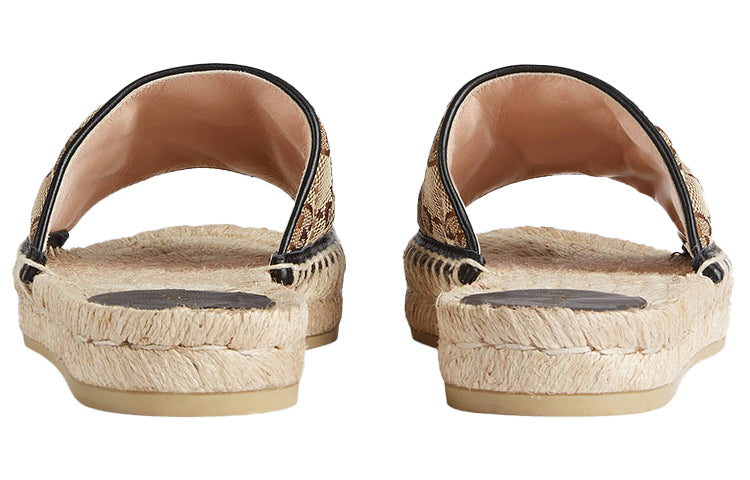 Сандалии (WMNS) Gucci GG matelass canvas espadrille sandal 'Brown', желто-коричневый — фото 4