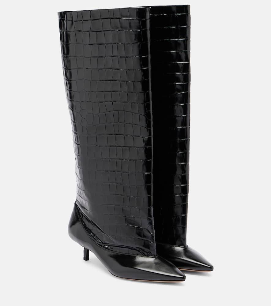 Турни высокие сапоги до колена из кожи с эффектом крокодила Jacquemus, Black
