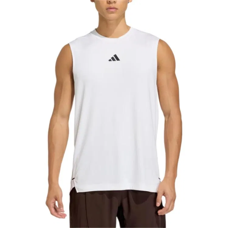 Майка D4T для мужчин, белая, с круглым вырезом, умеренно прямого кроя Adidas, White — фото 3