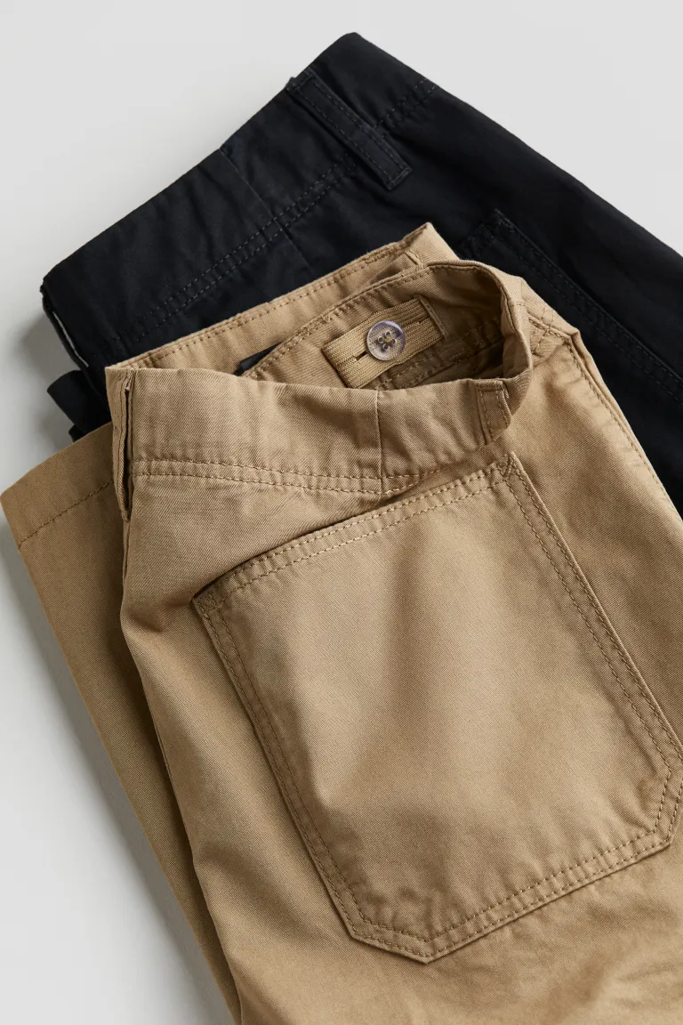 

Комплект из 2 хлопковых брюк-карго H&M, черный