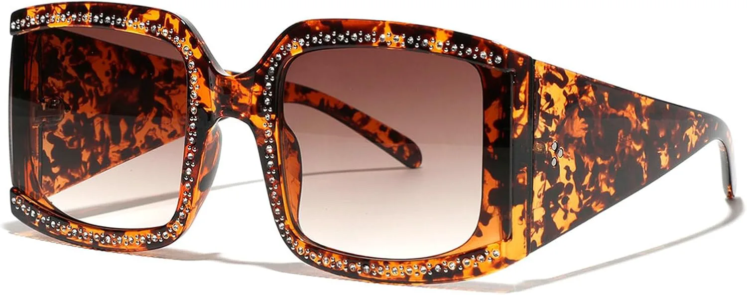

Женские солнцезащитные очки willochra с блестящими кристаллами, квадратной формы, в стиле панк, с градиентным переходом цвета, украшенные стразами, F27, Leopard
